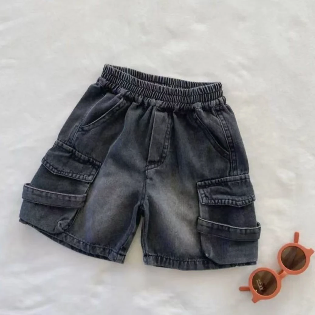 韩国童装男童套装2025夏季新款儿童帅气无袖背心牛仔短裤两件套潮