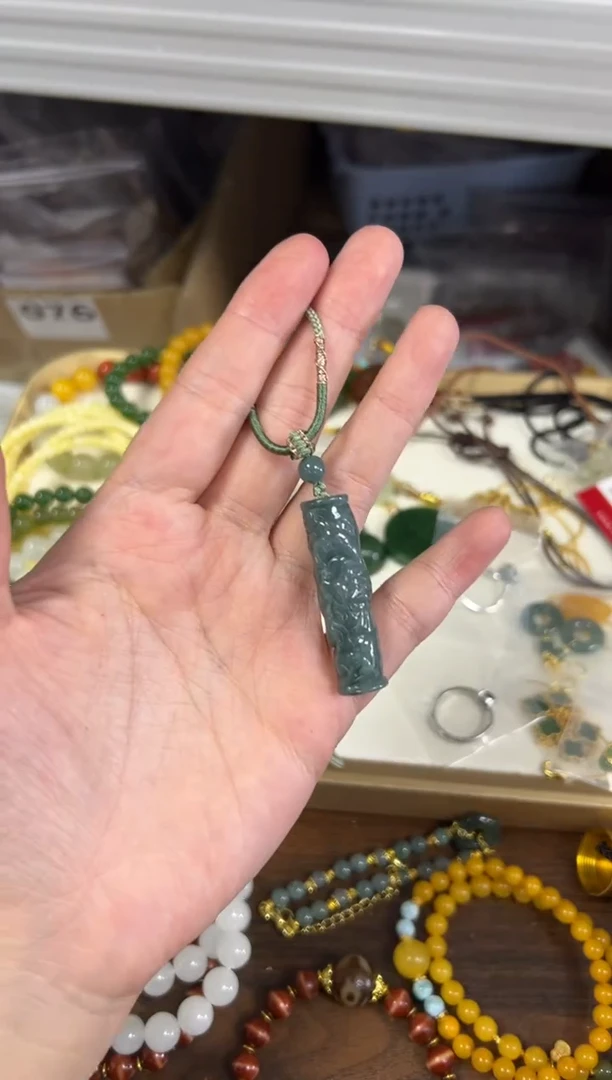 颈饰未镶嵌翡翠蓝水翡翠龙柱吊坠项链[2425]