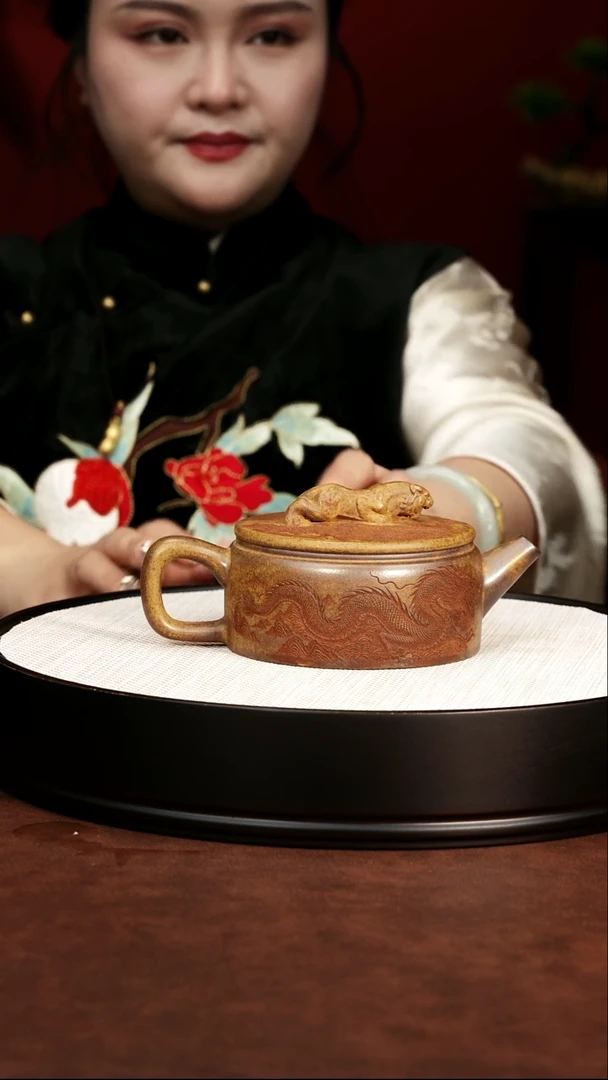 茶壶紫砂宜兴紫砂 卧虎藏龙龙骨金砂