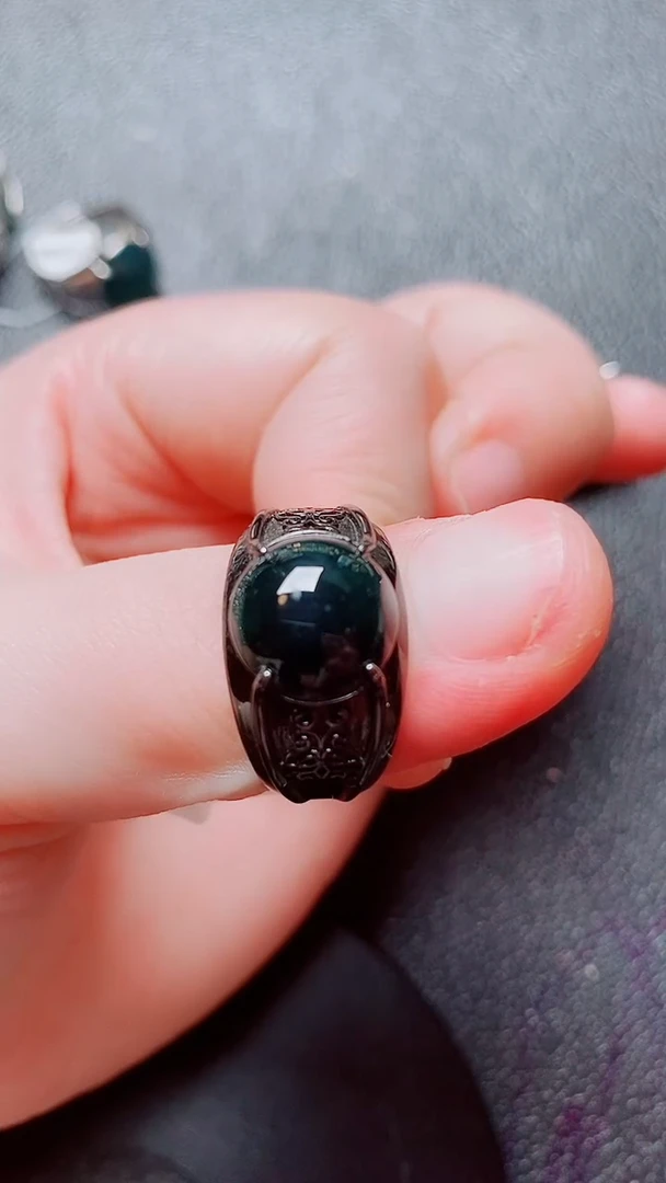 翡翠戒指银S925镶嵌翡翠