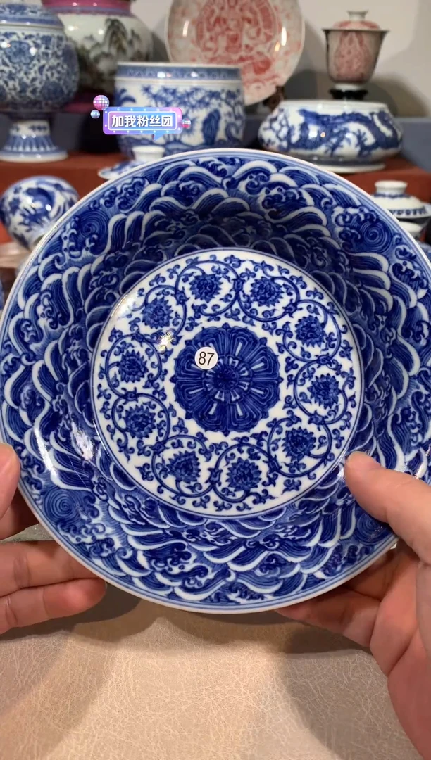 【闪购商品】杯子87青花重工缠枝莲壶承啊