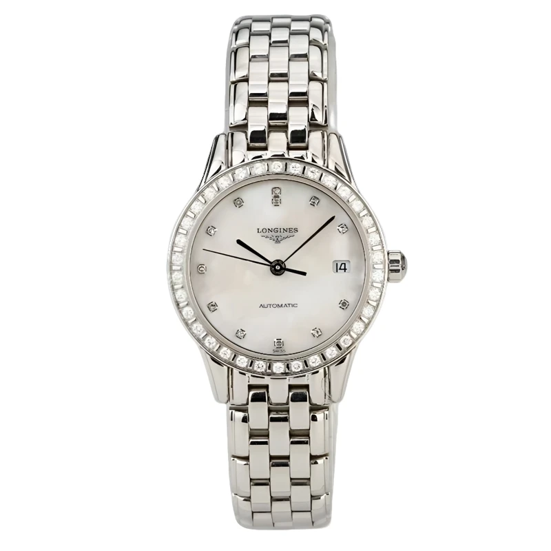 99新 Longines/浪琴 仁智女表/军旗全套/26表径/内外钻/白盘机械