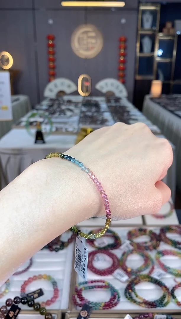 未镶嵌老矿碧玺色标净体单圈手串3mm+碧玺dan多样性发货一条