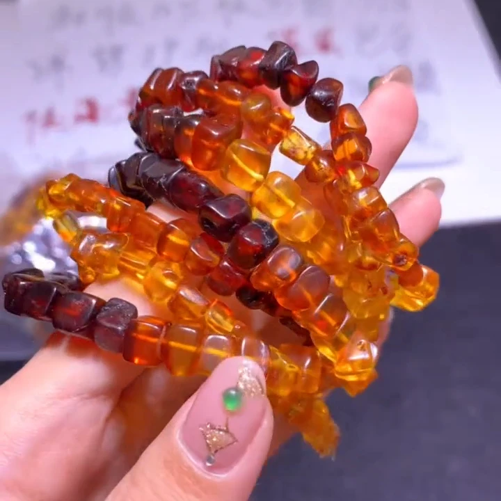 【逍遥】琥珀渐变彩虹随形手串*XR/SC1244/多样性发/1件