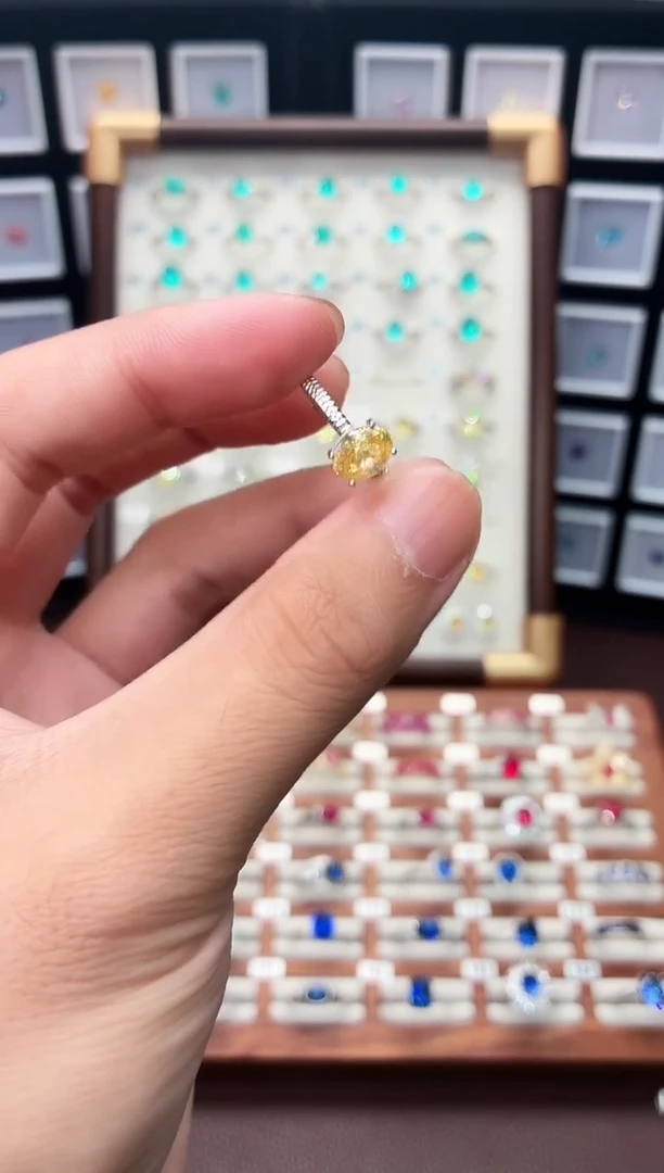 戒指彩色蓝宝石银S925镶嵌11