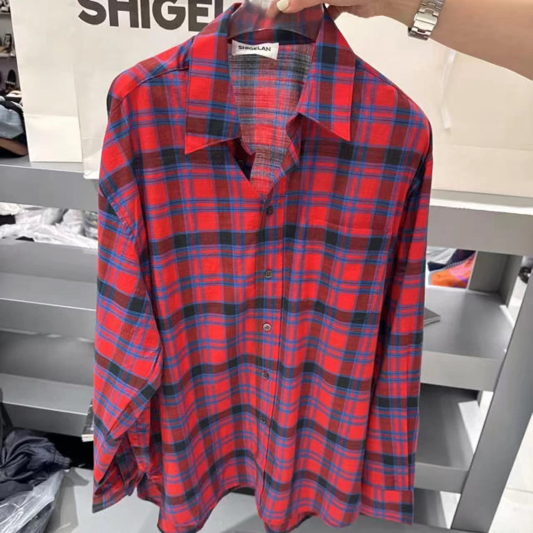 诗歌兰韩版休闲格子衬衫