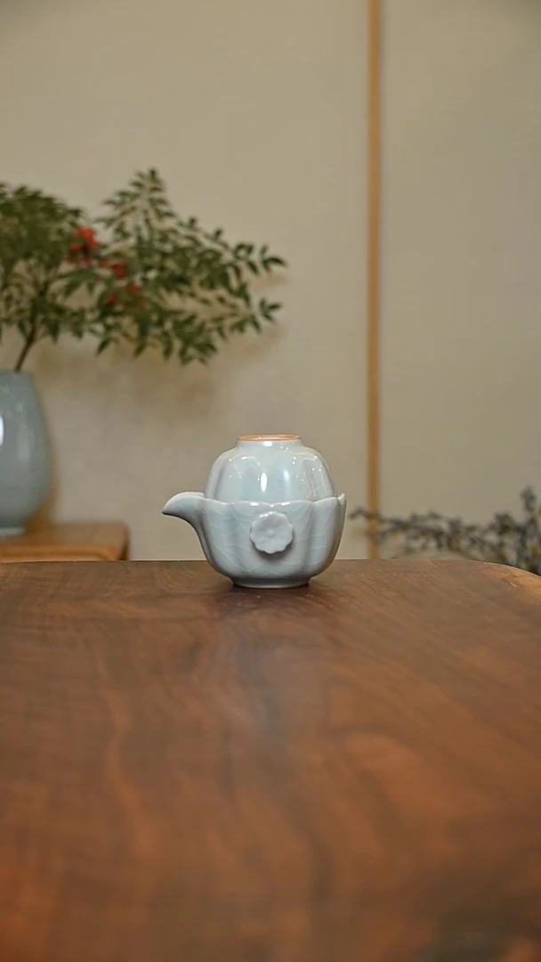 单杯快客 粉青釉 微瑕 朱家汝窑款
