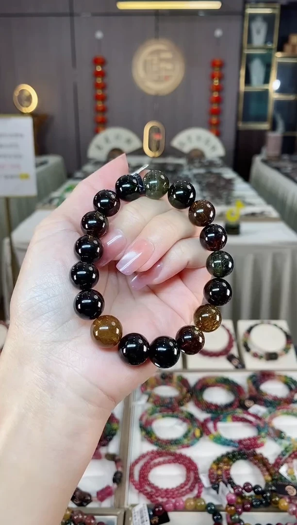 未镶嵌老矿碧玺单圈手串12mm+碧玺hon多样性发货一条