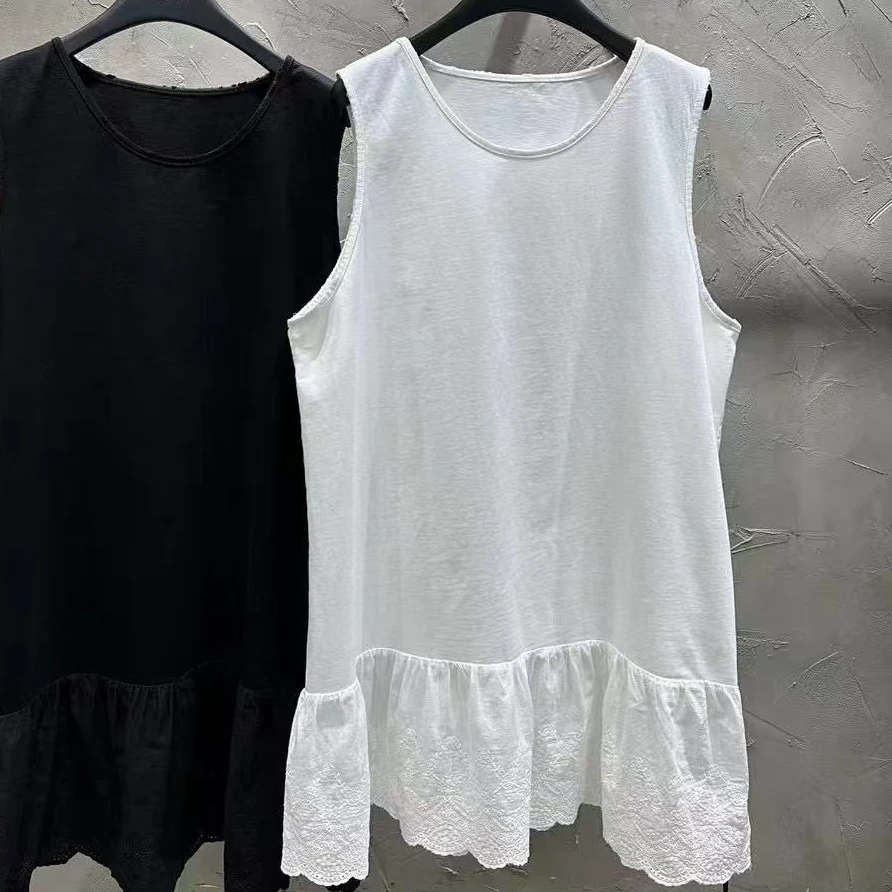 LY家25087# X.B.Z 蕾丝拼接长款宽松百搭休闲T恤