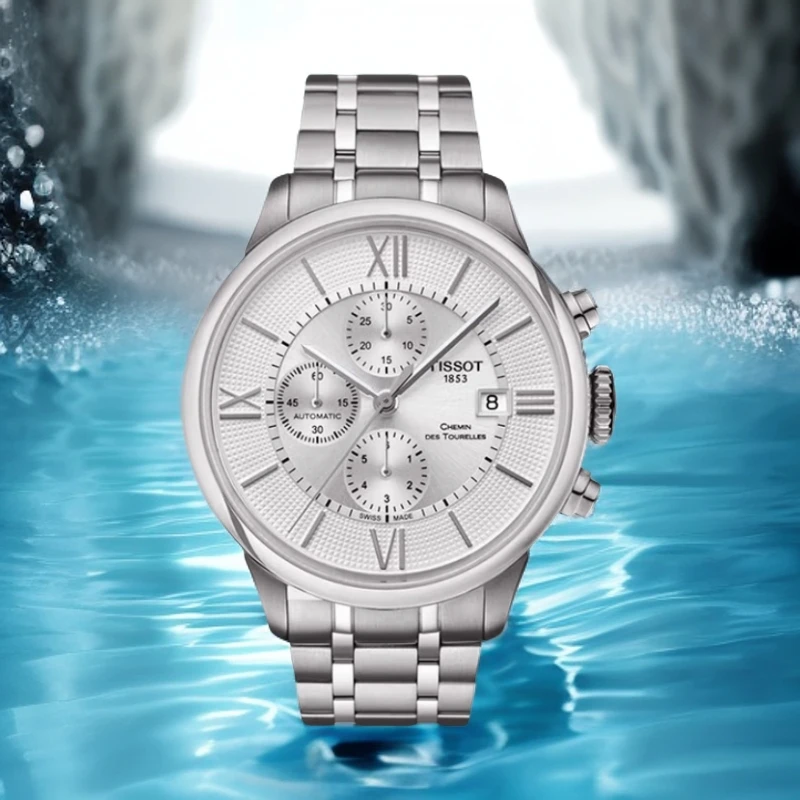 99新 Tissot/天梭 杜鲁尔男表T099/44MM机械计时经典黑/白盘/时尚