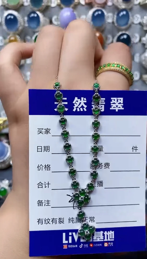 翡翠银S925镶嵌颈饰0279