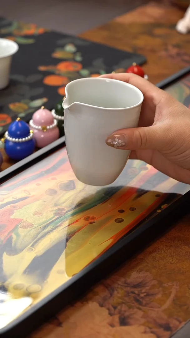 茶具柴烧青白瓷公道杯