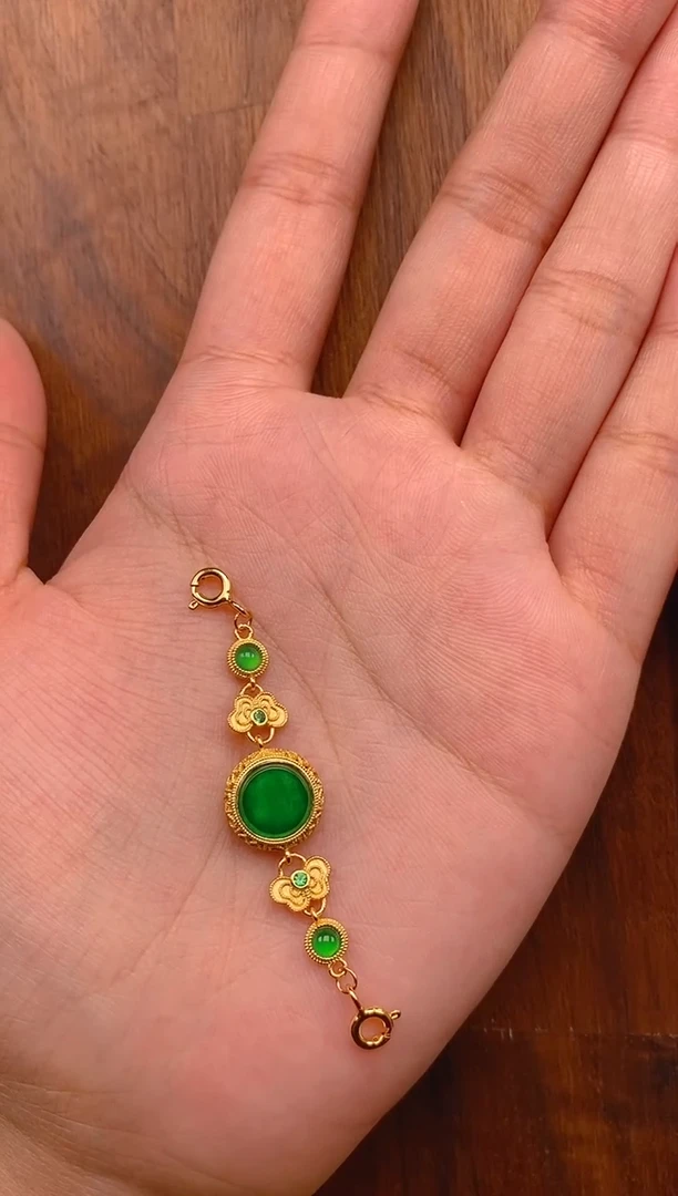 【闪购商品】翡翠颈饰银S925镶嵌无事牌延长链