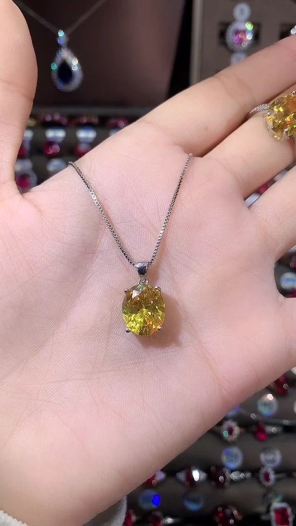 无吊坠925银金丝雀黄色吊坠