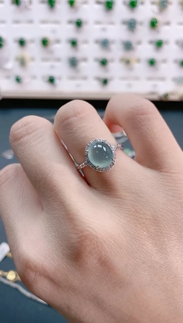 【闪购商品】翡翠戒指银S925镶嵌天然翡翠