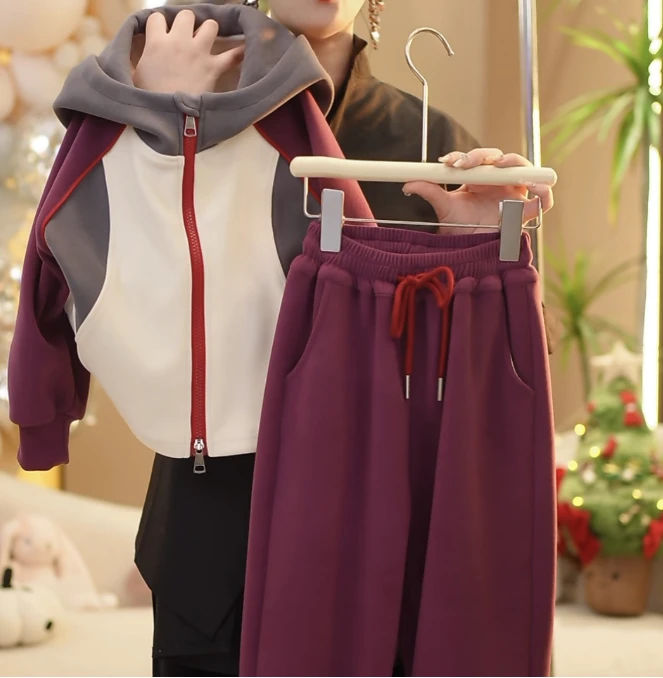 【米小洛】2025春季新款时尚韩版休闲宽松拼色连帽休闲外套