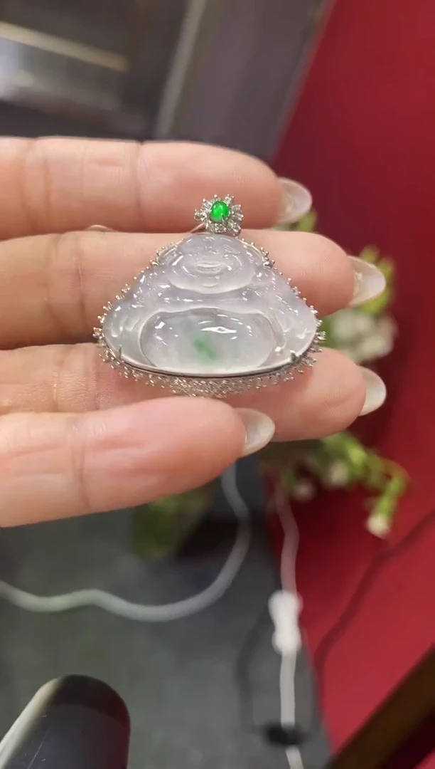 翡翠18K金镶嵌吊坠(不含链)佛公