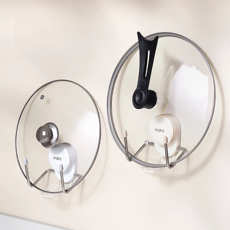 deHub吸盘锅盖架壁挂式免打孔厨房家用置物架放菜板多功能收纳架