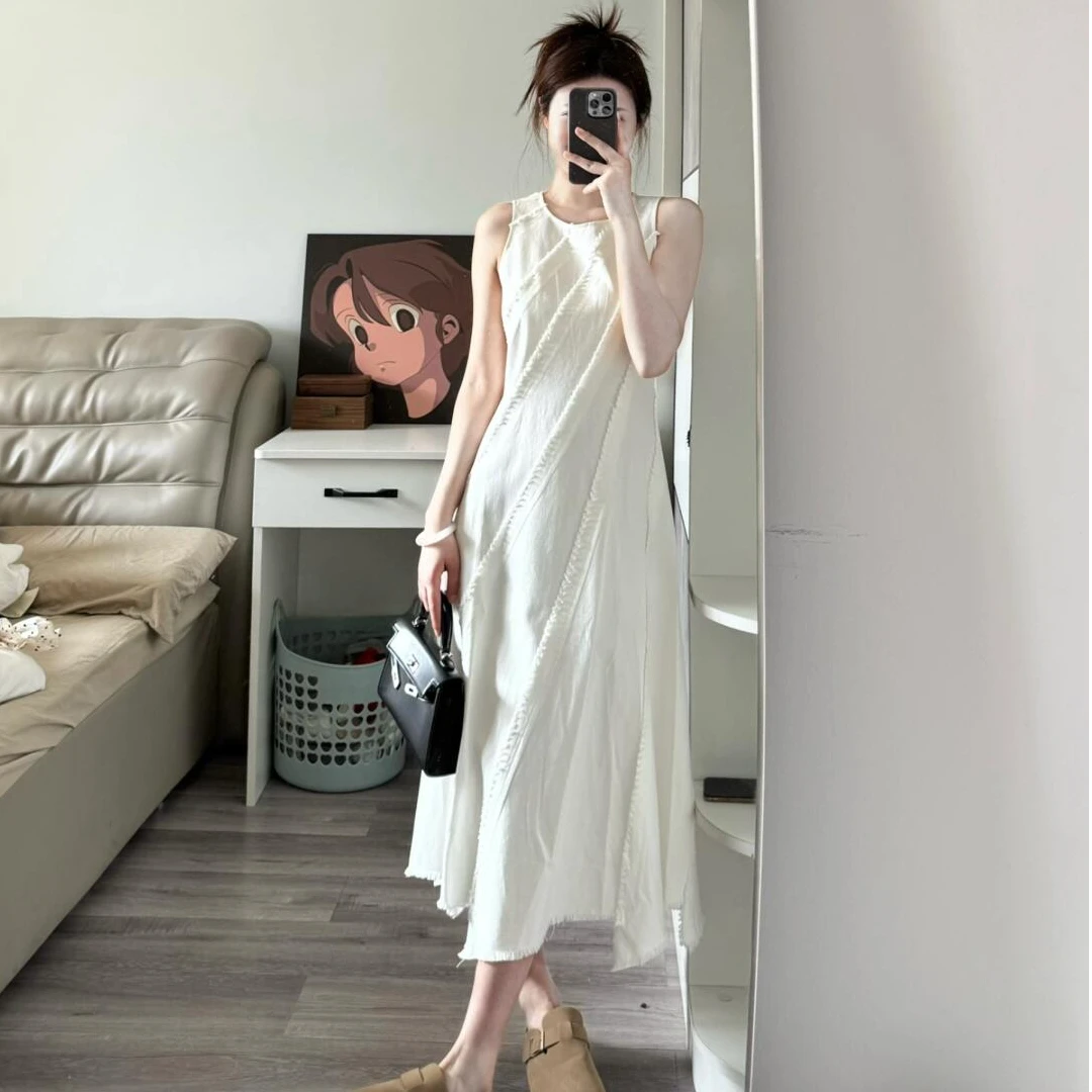 夏新款法式通勤气质女装设计感慵懒风高级感无袖连衣裙女