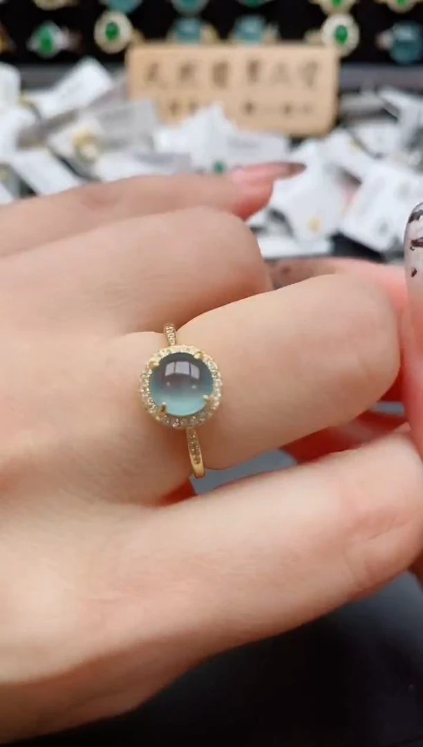 银S925镶嵌戒指翡翠1