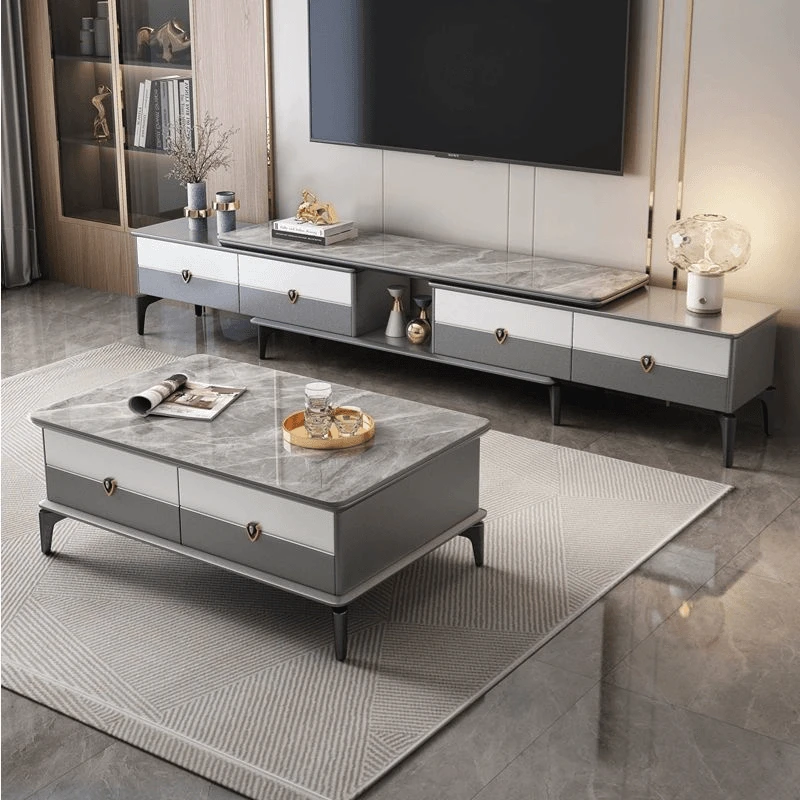 全实木茶几电视柜意式岩板家用小户型简约地柜SF719