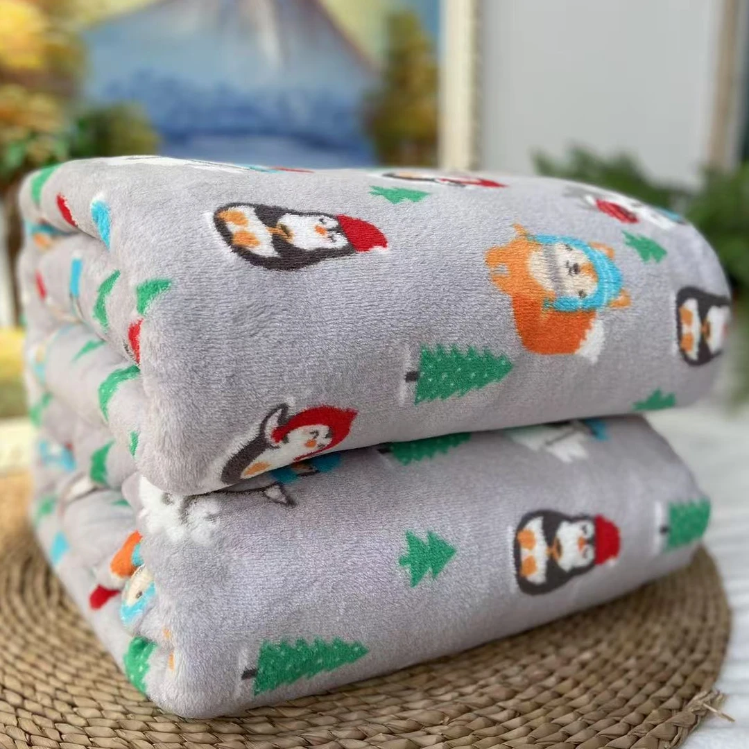 绒亿爱家纺 200*230小清新卡通双人床单四季通用铺盖毛毯绒盖毯