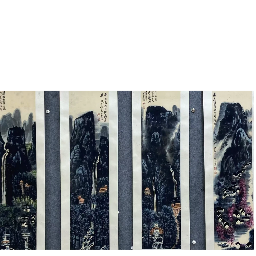 李KR 山水四条屏140 40 5平尺