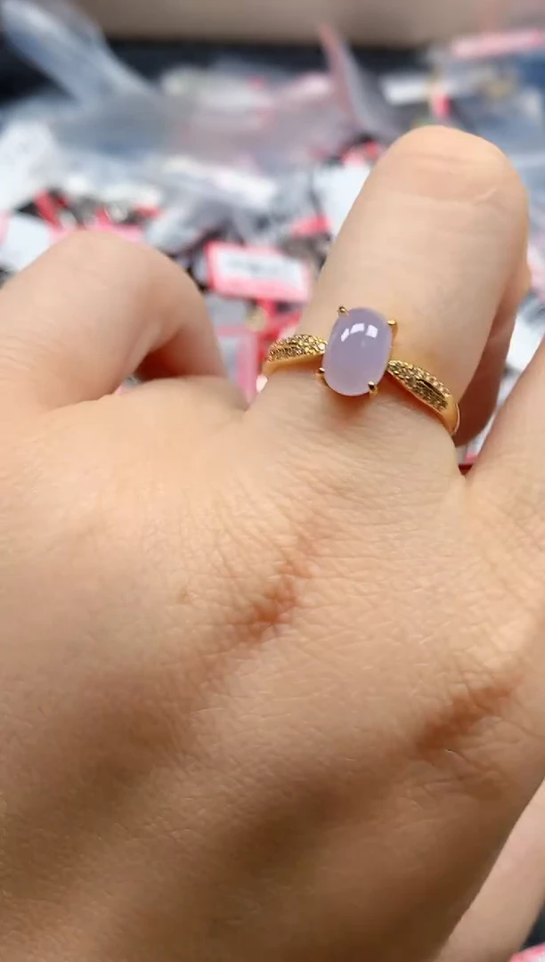 银S925镶嵌戒指翡翠天然A货缅甸翡翠