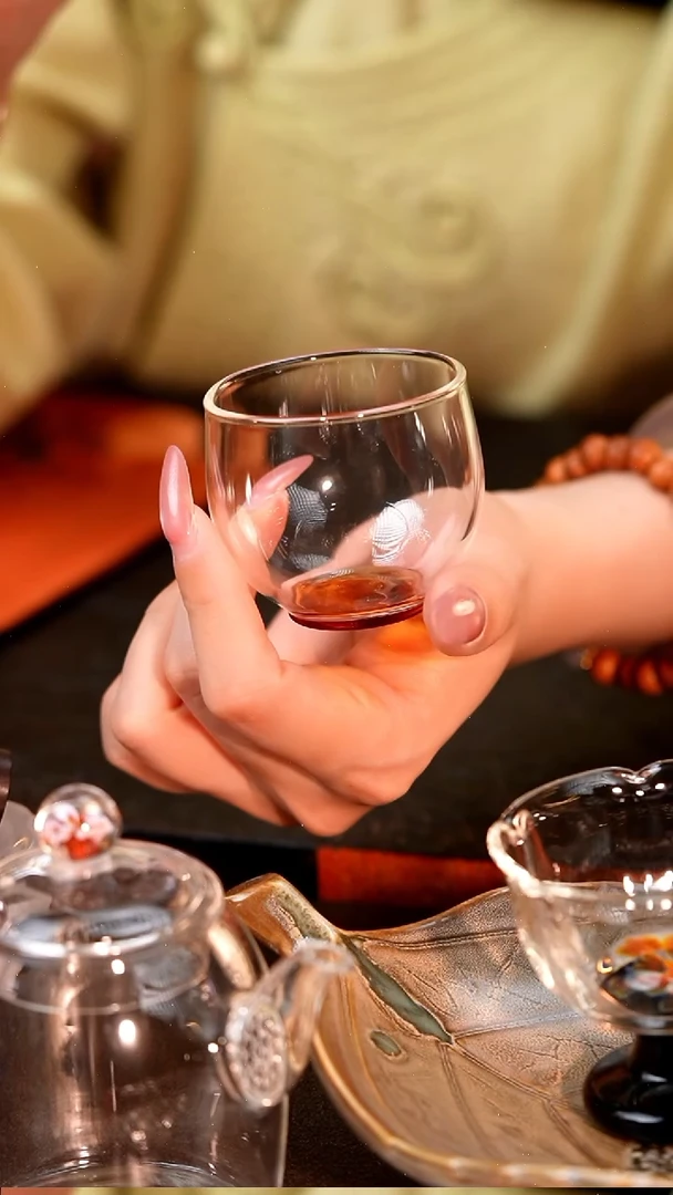 暗香疏影/圆融杯/手工彩璃窨底/琥珀
