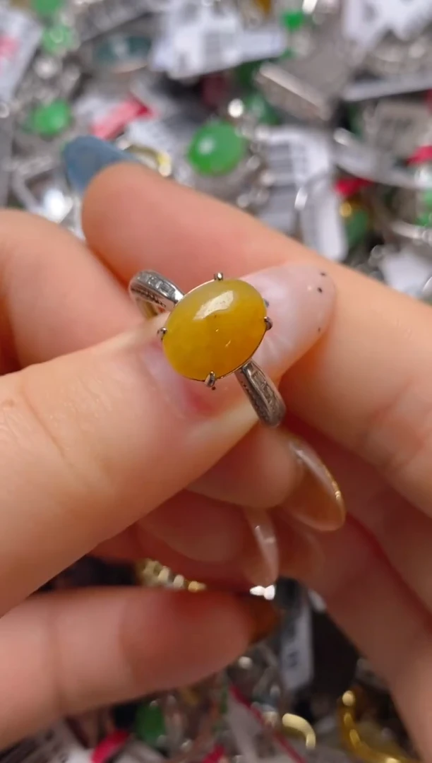 银S925镶嵌戒指翡翠百内无证书