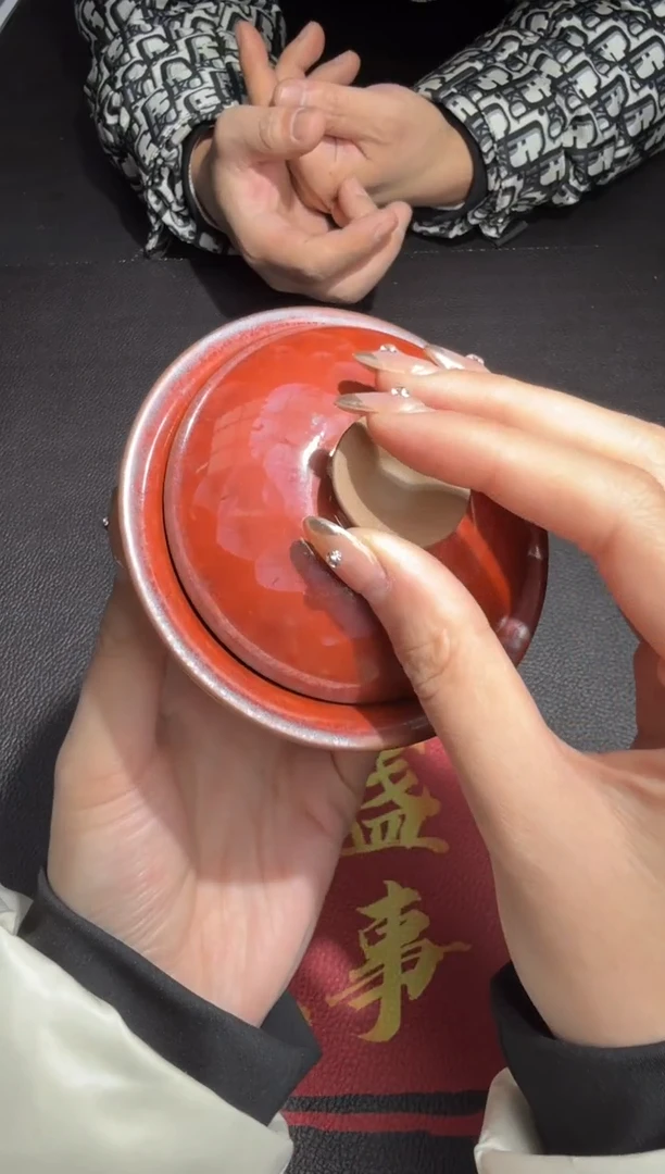 茶盏廖设生柿红祥云45