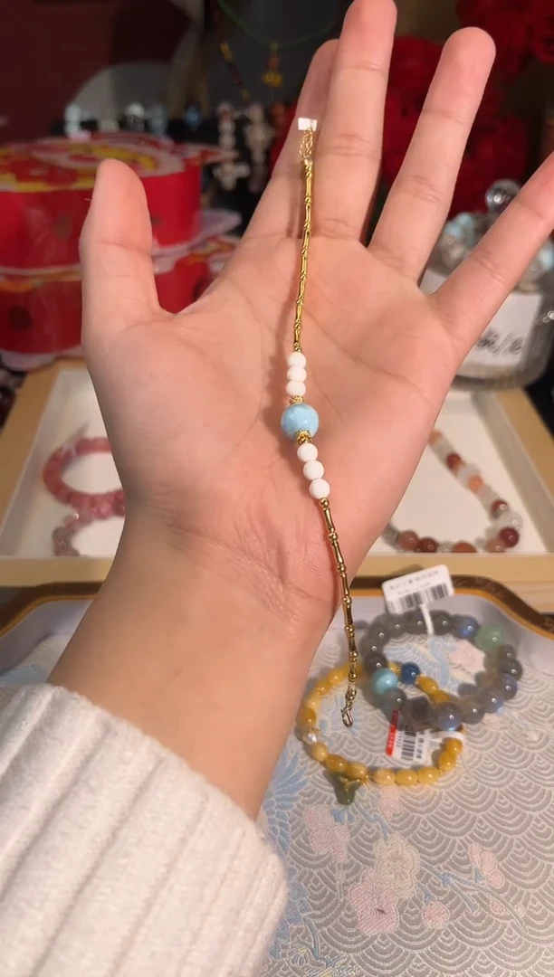 【闪购商品】针钠钙石（海纹石）手链未镶嵌Q847手串