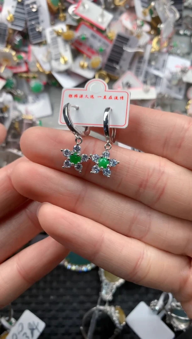 银S925镶嵌戒指翡翠111  10