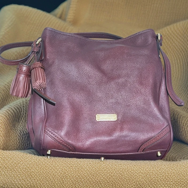 95新 BURBERRY/博柏利  紫色流苏包  1740 9652