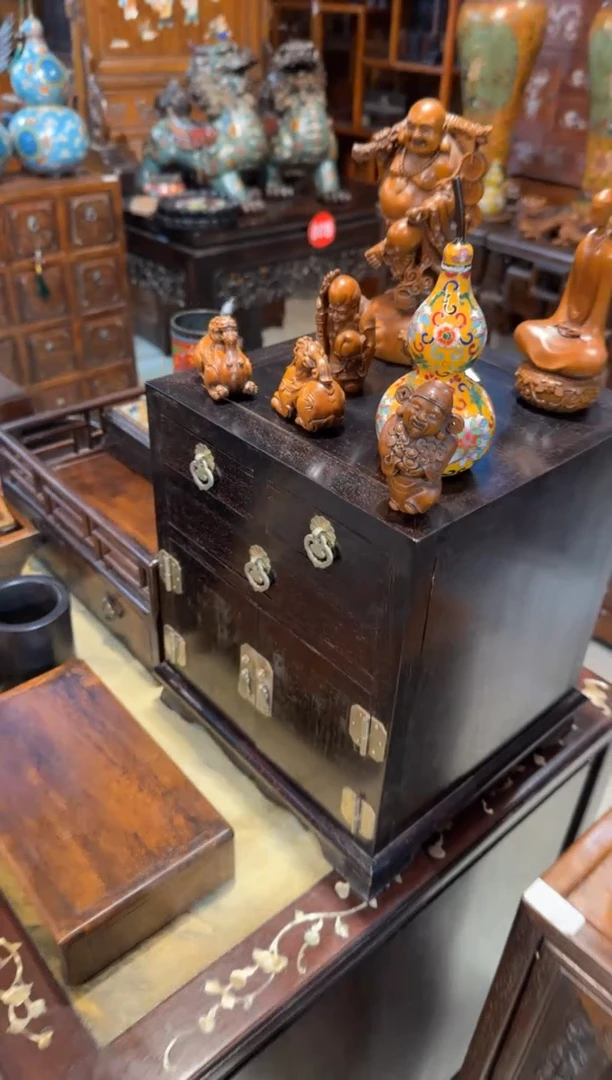 木木头款青小叶紫檀金星首饰柜1180（带财神一个）