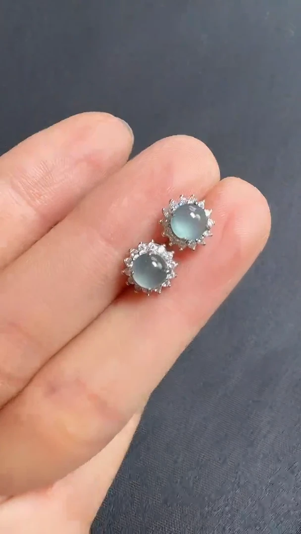 【闪购商品】翡翠耳饰银S925镶嵌耳钉