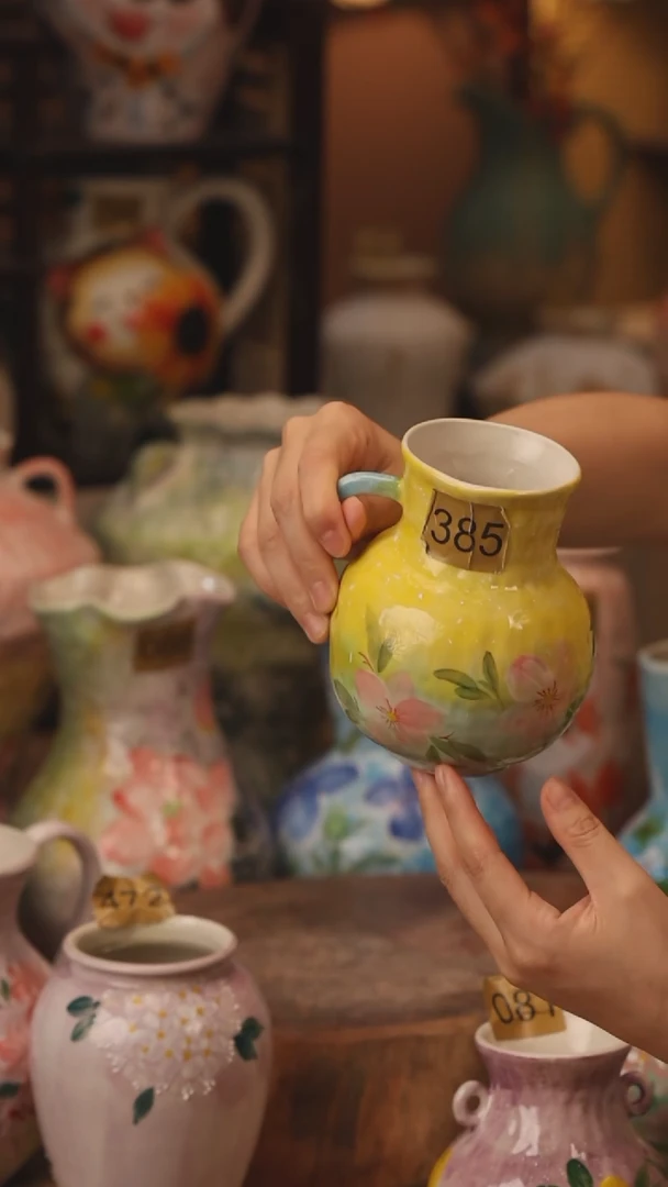 陶瓷385景德镇设计师手作花器摆件侘寂风