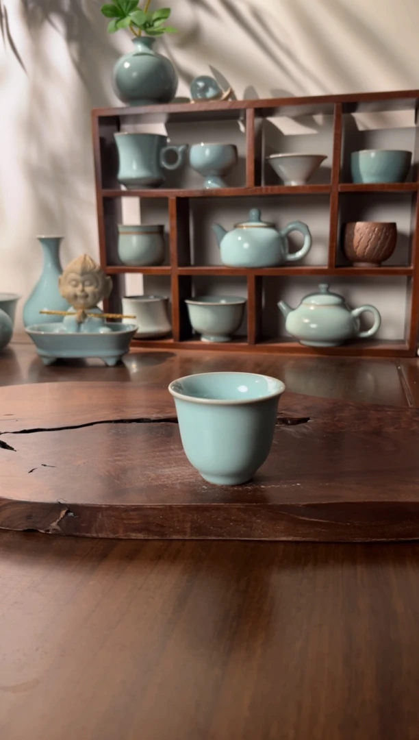 【闪购商品】杯玉松汝瓷高端天青釉色铃铛杯