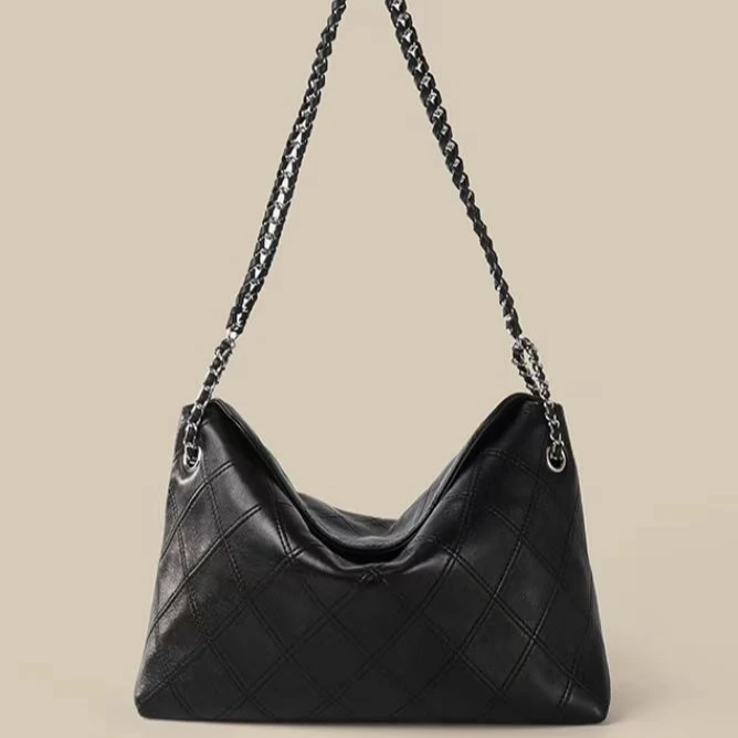 【RAIN.CUN】SLBL-686-黑色气质时尚百搭简约斜跨轻奢女包