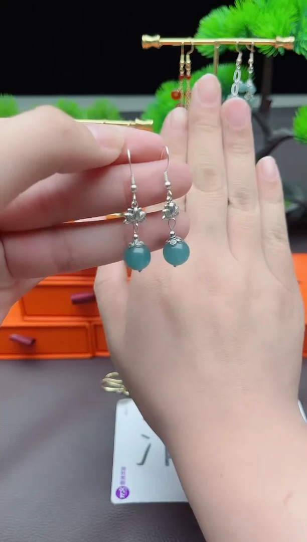 玛瑙/玉髓耳饰银S925镶嵌212