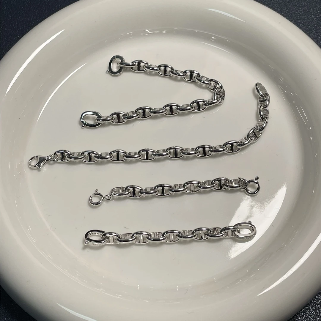 铜合金项链 简约银色粗款猪鼻子日字链个性项链延长链DIY延长链万