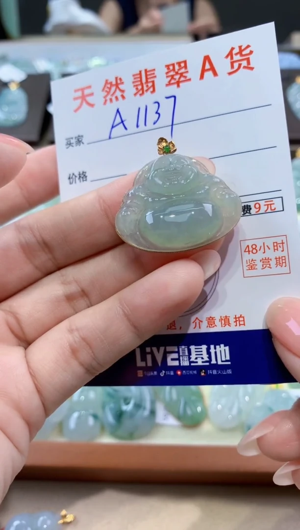 颈饰18K金镶嵌翡翠天然翡翠A货挂件