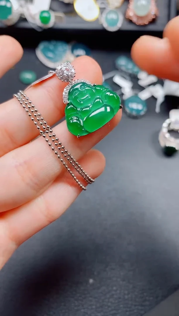 吊坠(赠链)银S925镶嵌翡翠翡翠