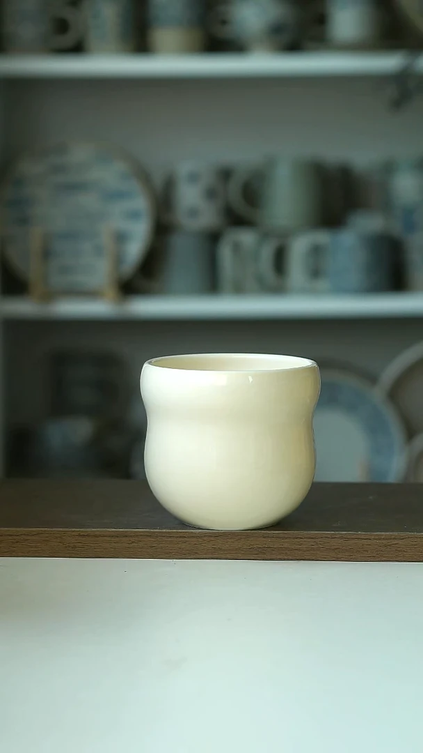 微瑕甜白釉葫芦杯350ml@4-2@