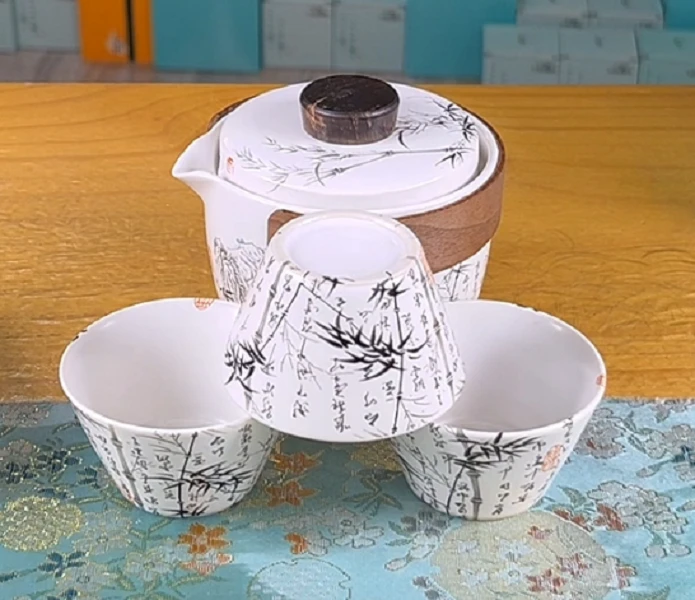 G2207-墨竹一壶三杯旅行套裸瓷GS