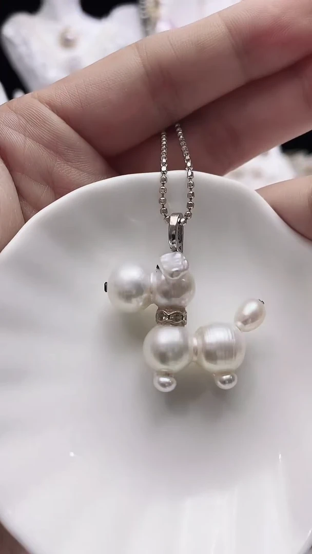 淡水珍珠银S925镶嵌颈饰淡水巴洛克珍珠吊坠