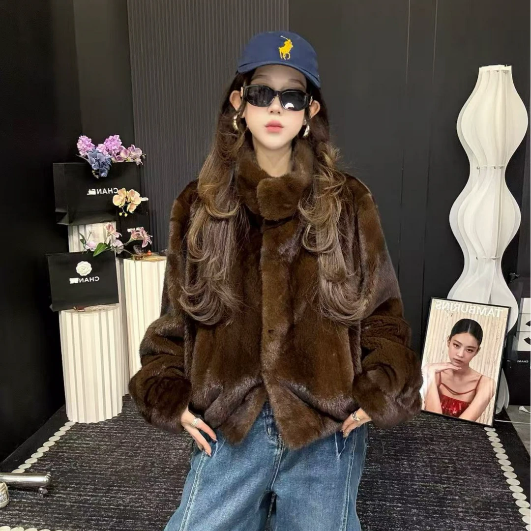 【鎏金黑曜】秋冬女士高级休闲时尚轻奢设计师款水貂外套——99555-B