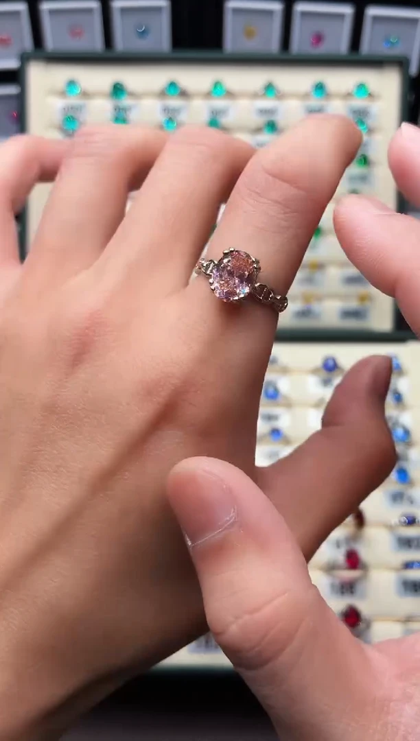 戒指彩色蓝宝石银S925镶嵌1111