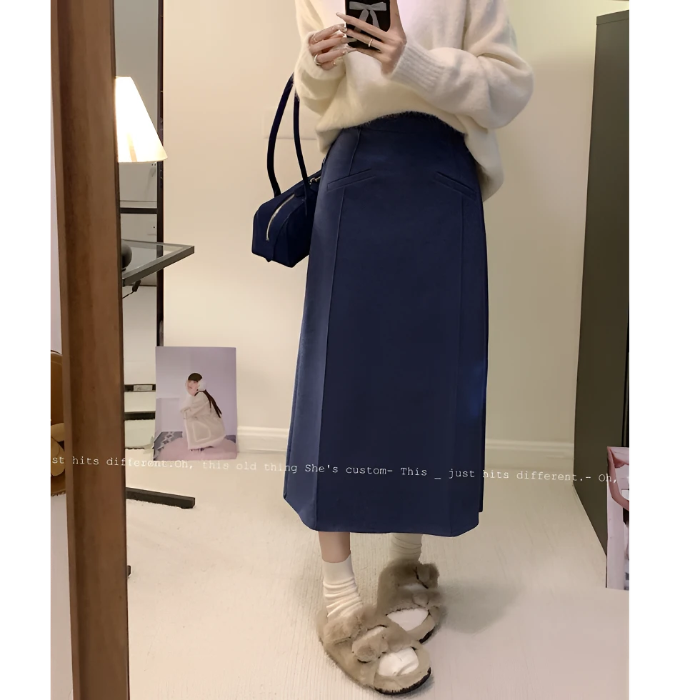 红人上新微胖MM大码女新款秋冬季显瘦韩版毛呢半身裙6753