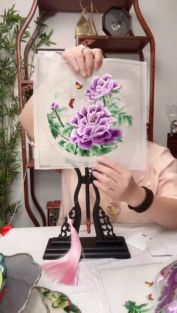 刺绣团扇-双面绣花